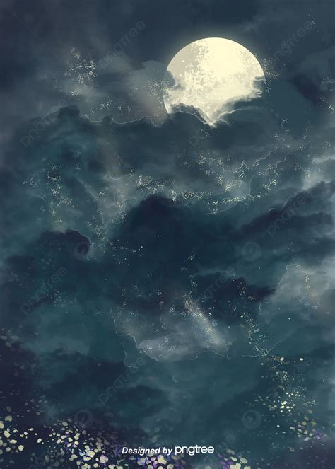 Background Langit Malam Bulan Berbintang Awan Gelap Langit Malam