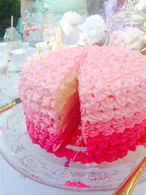 Ombré Cake Pink Bridal Shower High Tea Teacups Sweet 16 Th Sweet