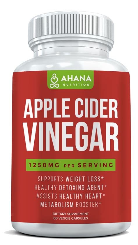Pure Apple Cider Vinegar Pills For Weight Loss And Detox 1250mg Per
