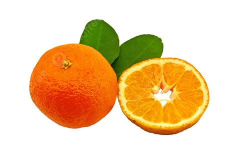 Tangerines With Leaves Object Half Bright Fresh Png Transparent