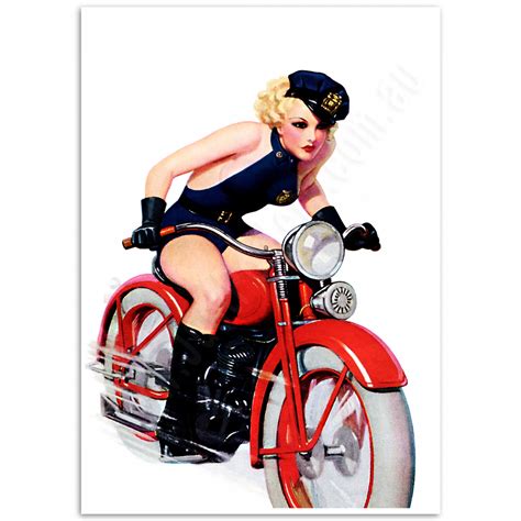 Girl On A Motorcycle Poster Retro Pinup Girl Poster Just Posters