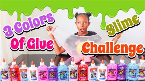 3 Colors Of Glue Slime Challenge Youtube