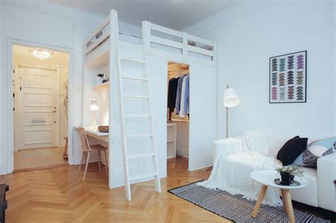 Studio Apartment With Loft Bed And Clever Storage Studio Decor