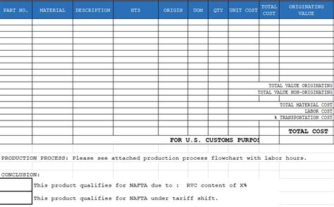 Bill Of Materials Template Free Excel Tmp