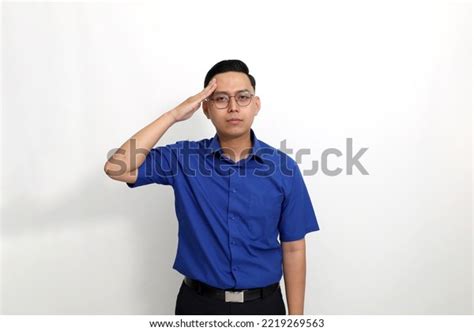 Young Asian Man Standing Salute Hand Stock Photo 2219269563 Shutterstock