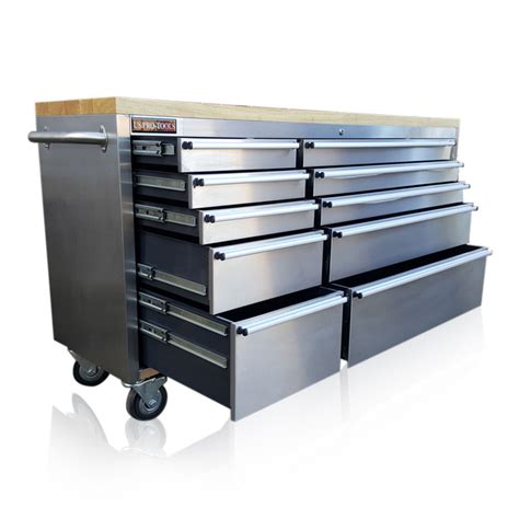 Us Pro Tools 72 Wide Stainless Steel Tool Chest With Cupboard