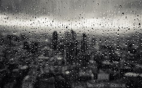 Drops Glass Rain Window City Close Up Cities Wallpaper 1920x1200