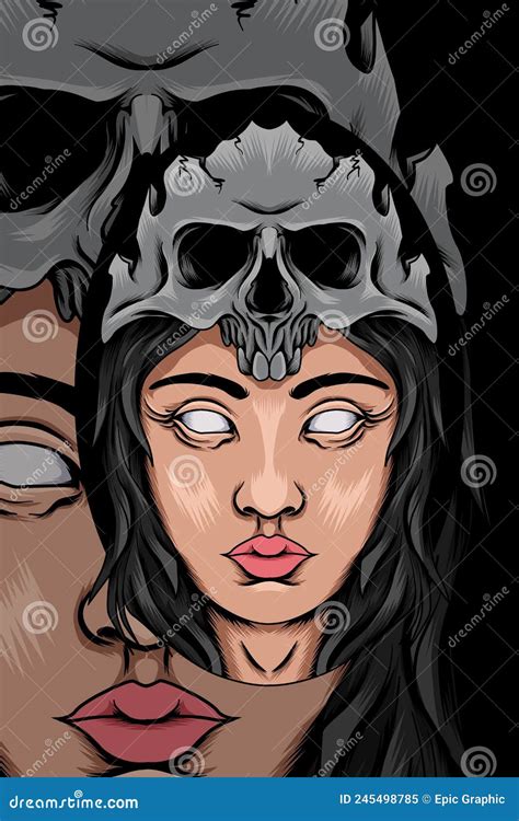 Skull In Crown Lions And Crossed Swords Vector Illustration 38809012