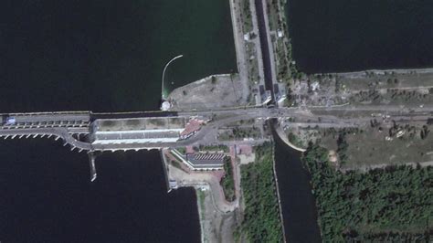 Satellite Images Show Destroyed Road Bridge Near Power Plant In Kherson