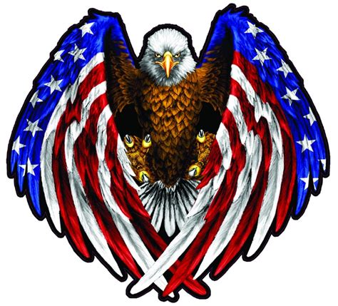 Bald Eagle American Flag Eagle Wings Decal With Black Outline Etsy
