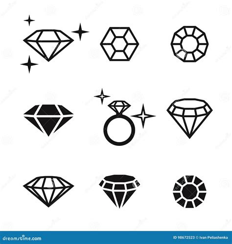 Diamond Icons Set Stock Illustration Illustration Of Jewelery 98672523
