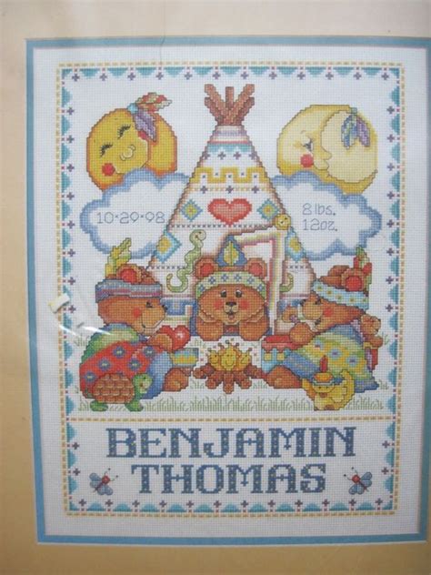 Dimensions baby hugs counted cross stitch kit abc afghan | joann. Tepee Bears Joan Elliott Bucilla Baby Birth Record Cross ...