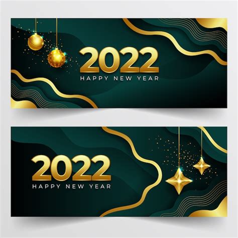 Free Vector Realistic Happy New Year 2022 Banners Set