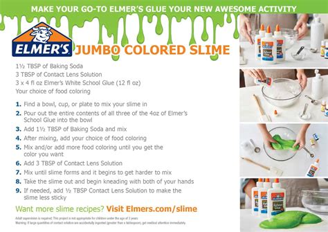 Elmers Glue Slime Recipe With Contact Solution And Baking Soda