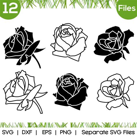 Eps Clipart Digital Download Svg Png Svg Cutting File Silhouette Rose