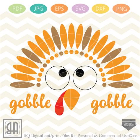 Silhouette Fall Gobble Gobble Svg Thanksgiving For Cricut Turkey Face