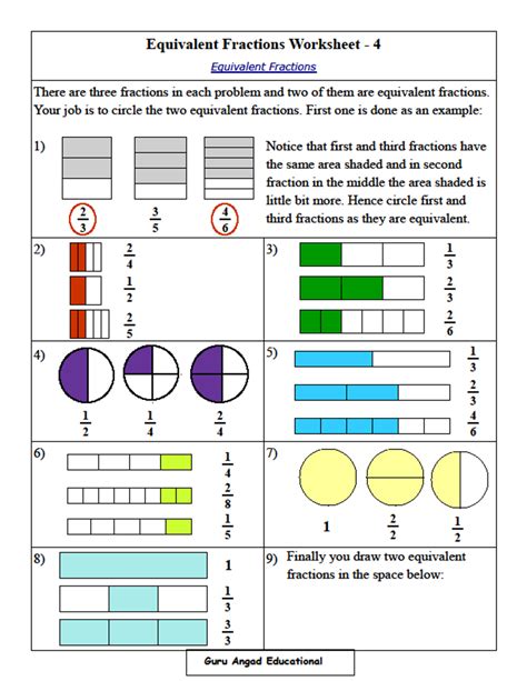 Fraction Math Worksheets For 4th Grade