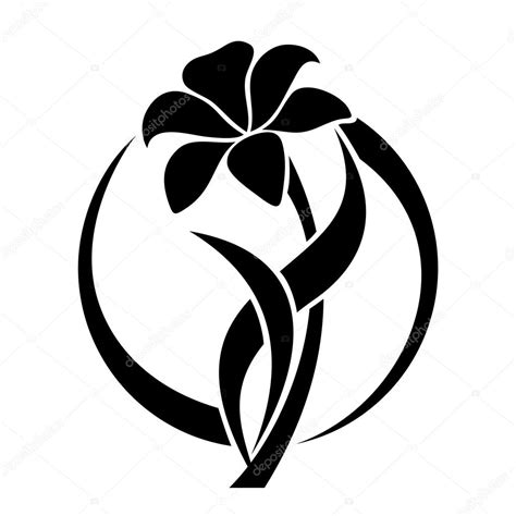 Black Silhouette Of Lily Flower Vector Illustration — Stock Vector