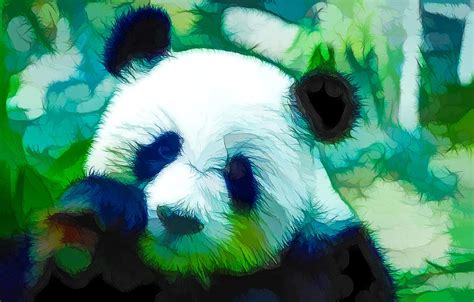 Closeup Of Panda Bear Painting By Jeelan Clark