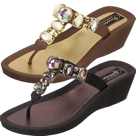 Grandco Sandals Sapphire Wedge 27173e Jeweled Wedge Sandals