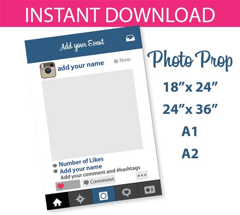 Printable Editable Instagram Photo Prop Instagram Frame Photo Frame Prop