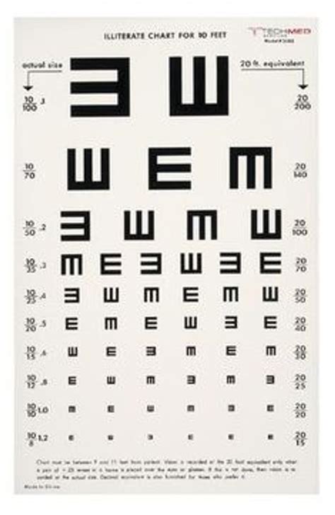 Tech Med® 3064 Illuminated Eye Charts Tumbling E 20 Ft