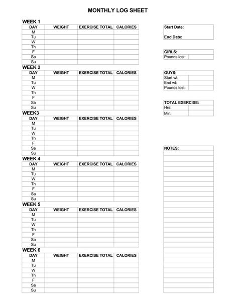 40 Blank Workout Log Sheet Templates To Track Your Progress
