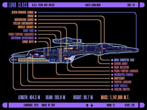 Starfleet Ships • Luna Class Uss Titan Lcars Cutaway Star Trek Ships