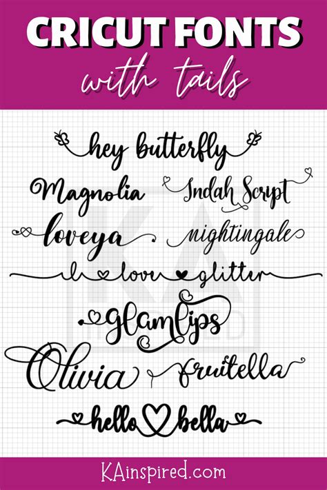Free Cricut Fonts With Tails And Extra Glyphs Kainspired