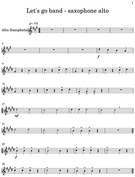 Lets Go Band Saxophone Alto Sheet Music For Alto Saxophone