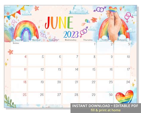 Editable June Calendar Pride Month Lgbt Queer Digital Etsy Artofit