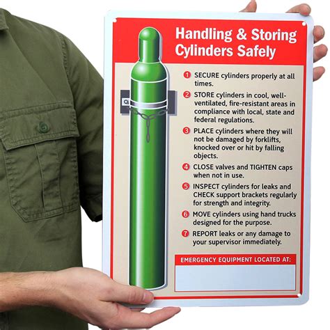 Cylinder Handling Storing Instructions Sign With Graphic SKU S 2074