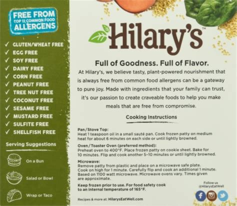 Hilary S Organic World S Best Veggie Burger 4 Ct 10 Oz Frys Food