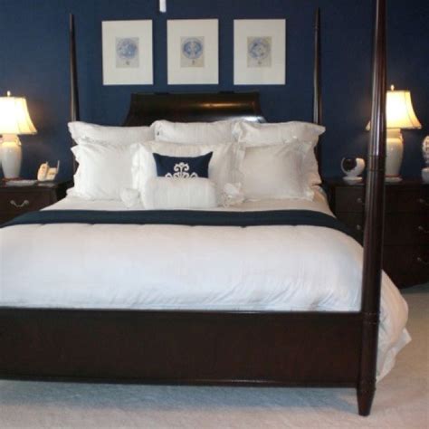 Sticking with the same paint color throughout a room is expected, but why not dress your walls in more than one color combinations in a room are another gesture of artistry and design and can help tie in or i just saw a red lacquered floor with a painted black border in a townhouse library that said it all. Navy blue bedroom - paint color to go around the beadboard ...