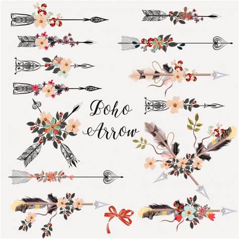 Premium Vector Arrows With Flowers Collection Arrow Tattoos For