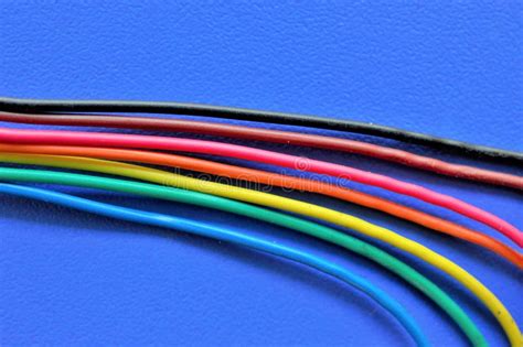 Colorful Wires And Cables Closeup Used In Telecommunication Network