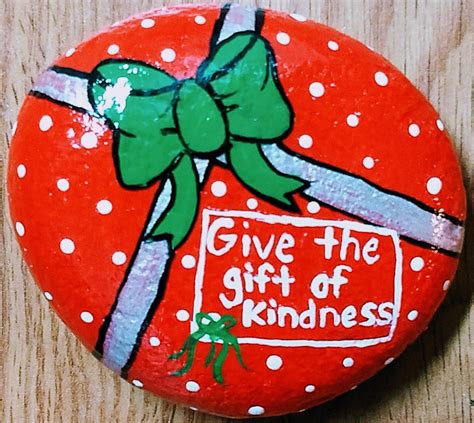 Present Painted Rock Give The T Of Kindness Painted Rocks Rock