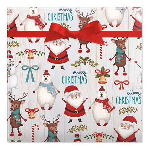 santa and friends jumbo christmas rolled t wrap 1 giant roll 23 inches wide by 35 feet long