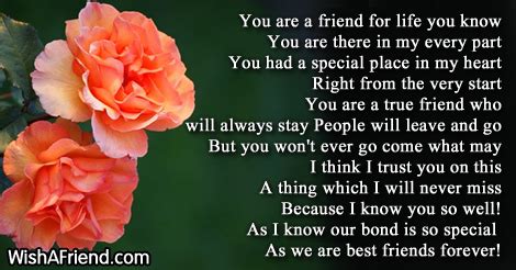 You are my best friend for life , Friends Forever Poem