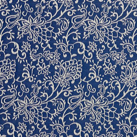 Wedgewood Blue And White Intricate Garden Floral Pattern Damask Upholstery Fabric