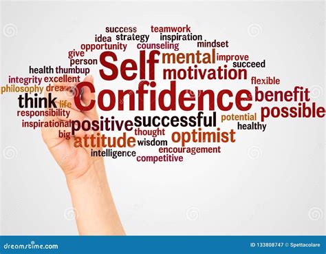 Self Confidence Word Cloud And Hand With Marker Concept Stock Image