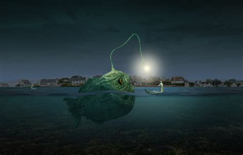 Wallpaper Photoshop Composite Angler Fish For Mobile And Desktop
