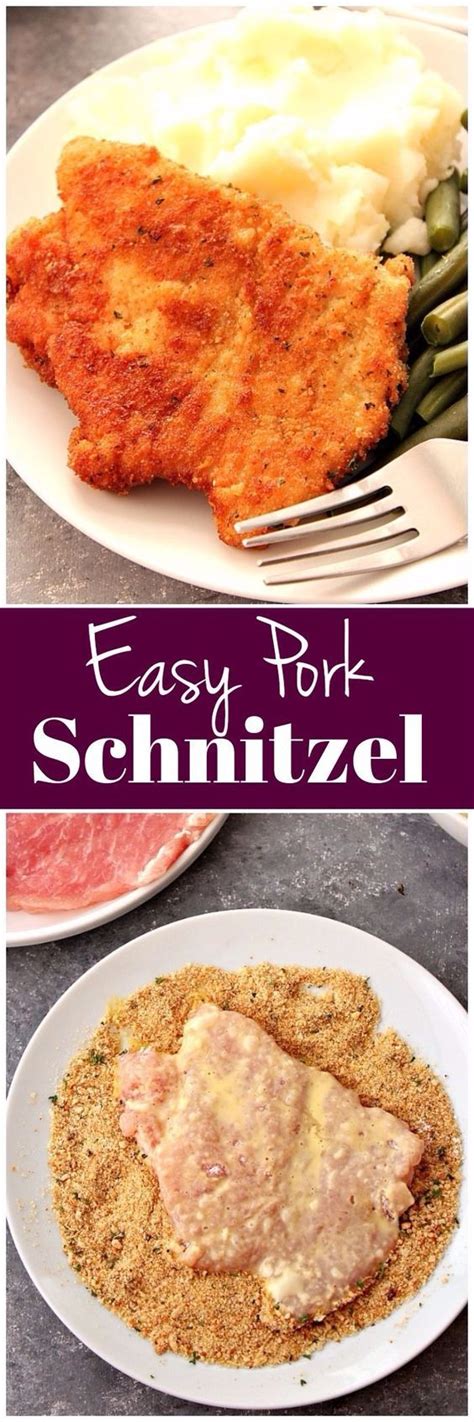 The pork chops are pounded into thin, tender cutlets which are breaded and sautéed, resulting in a crispy crust and juicy center. Pork Schnitzel Recipe - juicy and crispy schnitzel made ...