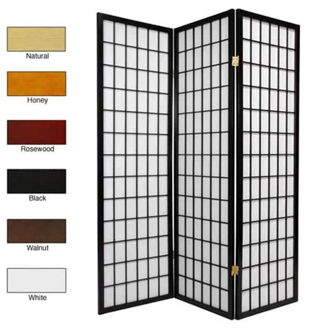 Wood And Rice Paper 5 Foot 3 Panel Windowpane Room Divider China