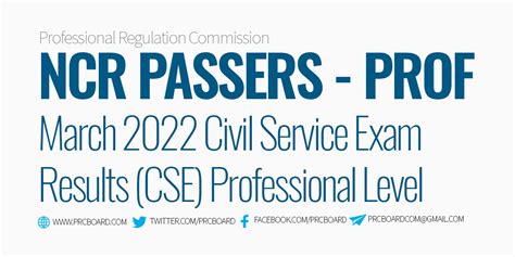 NCR Passers Professional Level March Civil Service Exam CSE