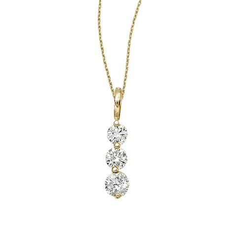 Direct Jewelry 14k Yellow Gold 3 Stone Diamond Drop Pendant With Bail