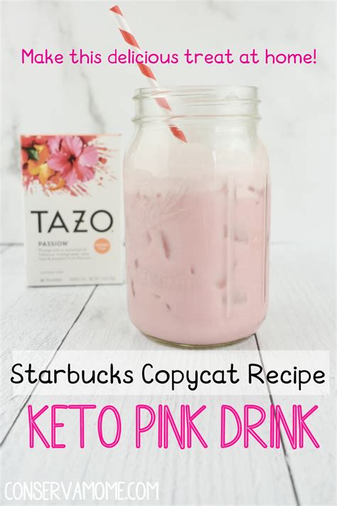 Pour in the chilled passion tea, coconut milk, and simple syrup. ConservaMom - Starbucks Copycat Keto Pink Drink Recipe ...