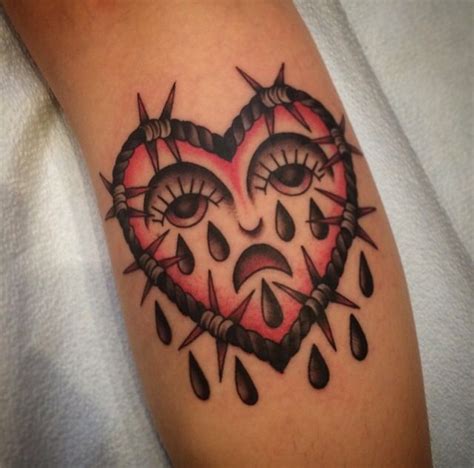 Barbed Wire Crying Heart Tattoo By Siobhan Creedon Sweetmatilda