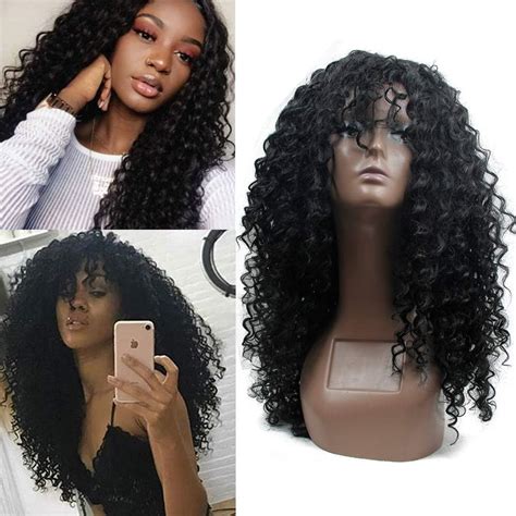 YXCHERISHAIR Deep Curly Wigs For Black Women Long Afro Curly Wig With Bangs High Density Natural
