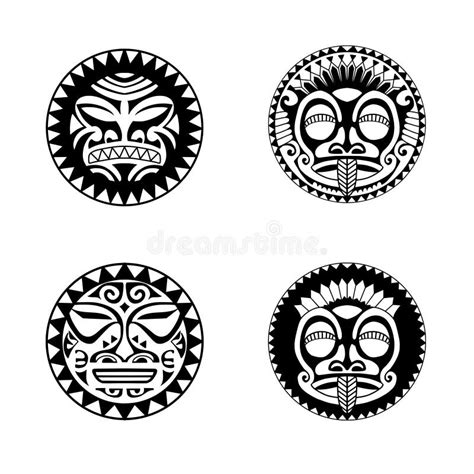 Polynesian Sun Face Maori Tattoo Style Pattern Aboriginal Samoan